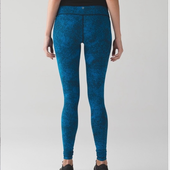 Lululemon" Wunder Under Pant III Luon Spray Jacquard shocking Blue Black - Picture 2 of 15